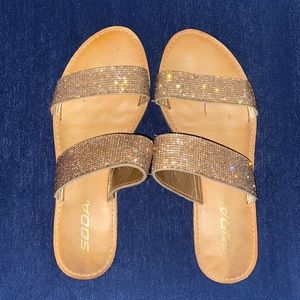 Rose gold slide sandals